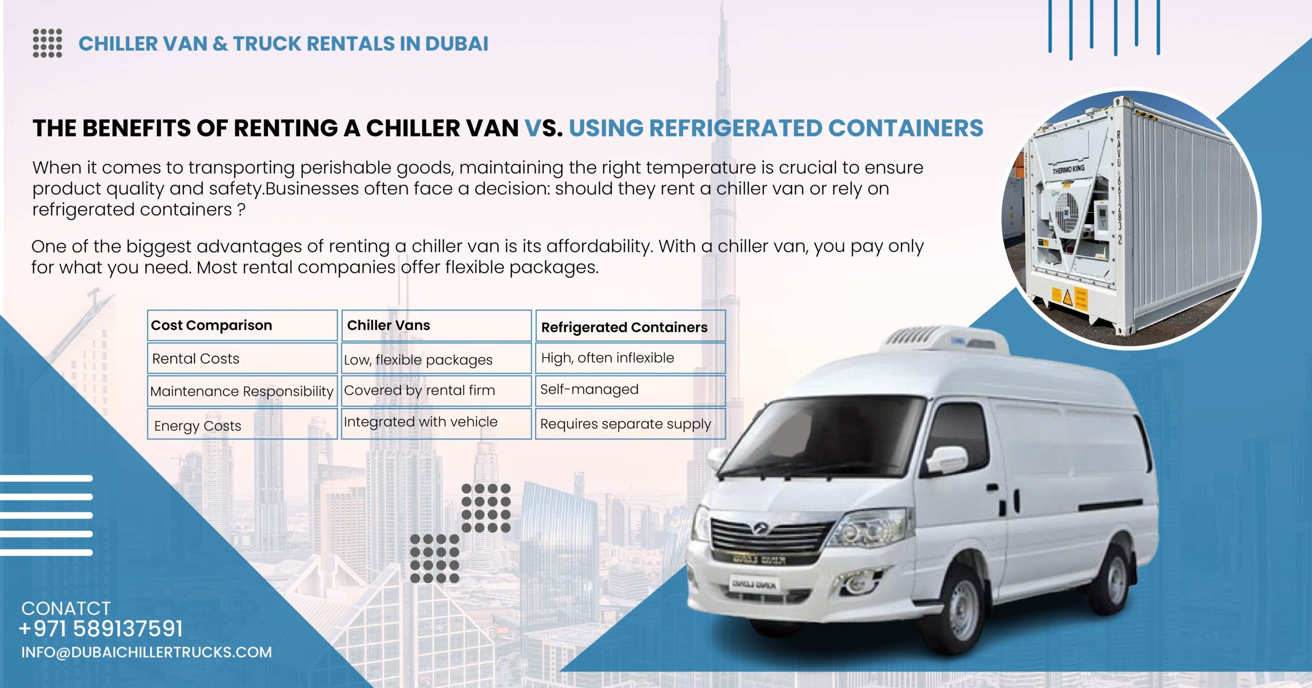 Chiller vans for rent in Dubai